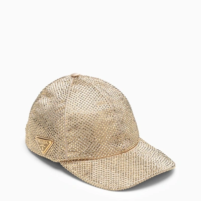 Shop Prada Platinum Baseball Cap With Crystals In Metal