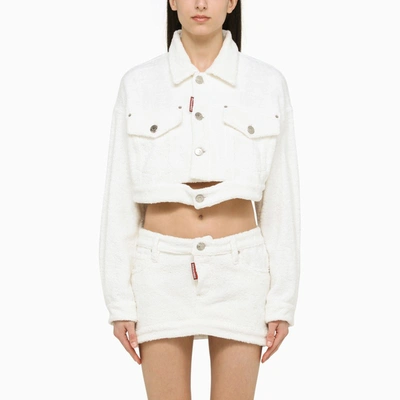 Shop Dsquared2 White Terry Cropped Jacket