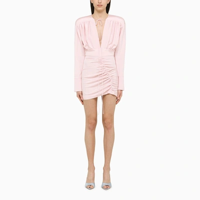 The Mannei Pink Draped Silk Dress In Pink