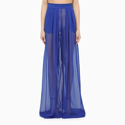 Shop Laquan Smith Blue Palazzo Trousers