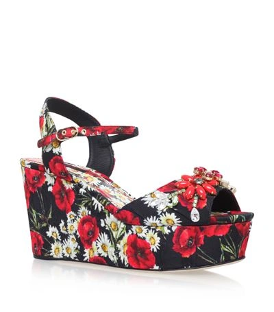 Shop Dolce & Gabbana Marta Embellished Daisy Wedge Shoe