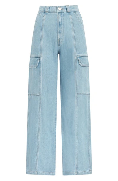 Shop Hudson High Waist Wide Leg Cargo Jeans In Spring Indigo