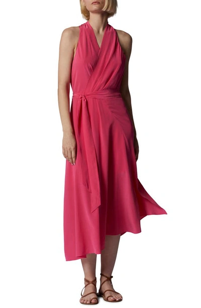 Shop Equipment Alejandra Halter Silk Maxi Dress In Raspberry Sorbet