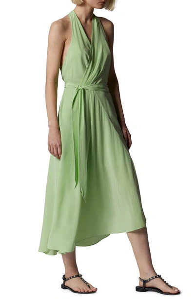 Equipment Alejandra Halter Silk Maxi Dress In Pistachio Green