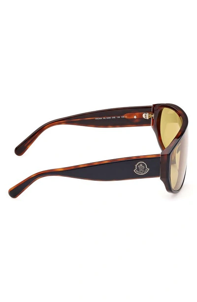 Shop Moncler Tronn 138mm Shield Sunglasses In Havana Black / Yellow