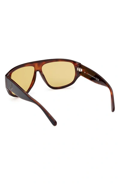 Shop Moncler Tronn 138mm Shield Sunglasses In Havana Black / Yellow