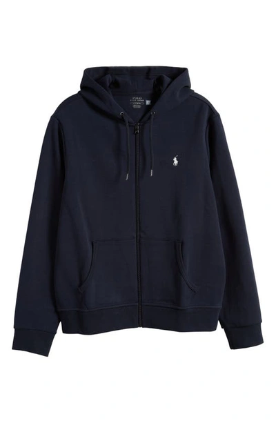 Shop Polo Ralph Lauren Double Knit Zip-up Hoodie In Aviator Navy