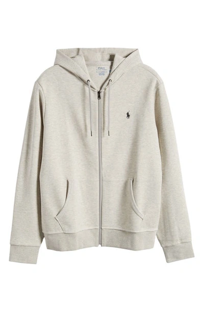 Shop Polo Ralph Lauren Double Knit Zip-up Hoodie In Light Sport Heather