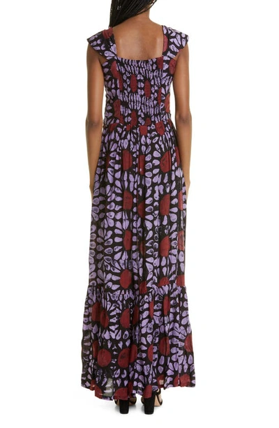 Shop Busayo Olumide Floral Maxi Dress In Red/ Lilac/ Black