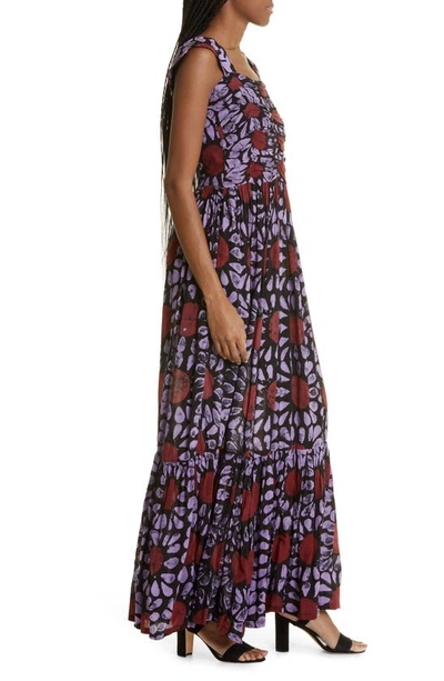 Shop Busayo Olumide Floral Maxi Dress In Red/ Lilac/ Black