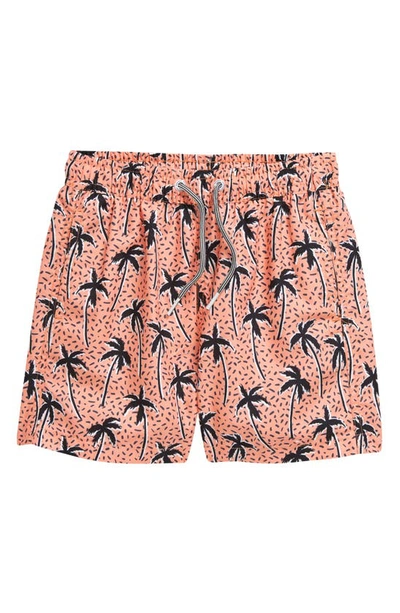 Shop Boardies Kids' Flair Palm Print Swim Trunks In Orange