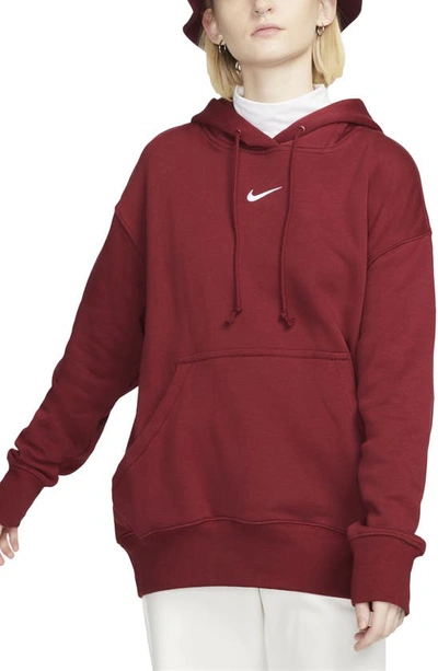 Shop Nike Sportswear Phoenix Oversize Fleece Hoodie In Team Red/ White