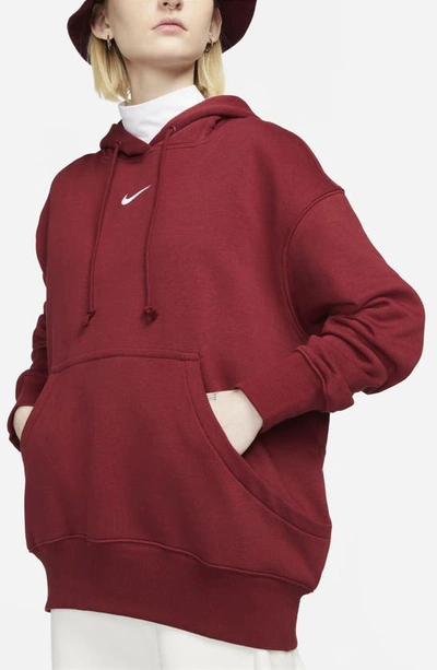 Shop Nike Sportswear Phoenix Oversize Fleece Hoodie In Team Red/ White