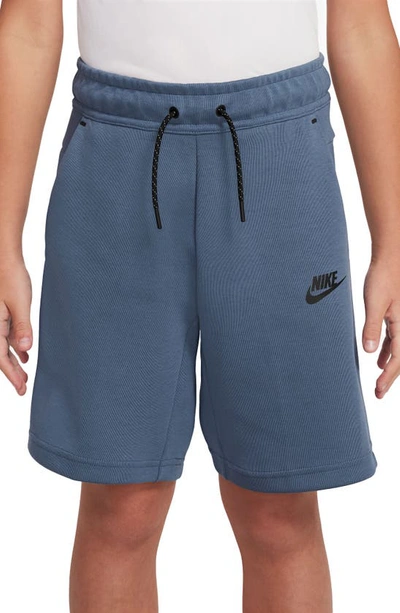 Shop Nike Sportswear Kids' Tech Fleece Sweat Shorts In Diffused Blue/ Black