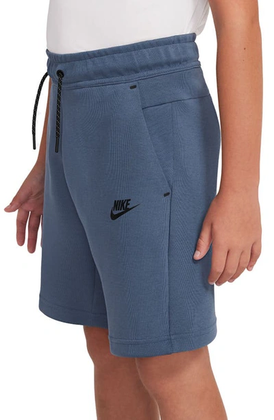 Shop Nike Sportswear Kids' Tech Fleece Sweat Shorts In Diffused Blue/ Black