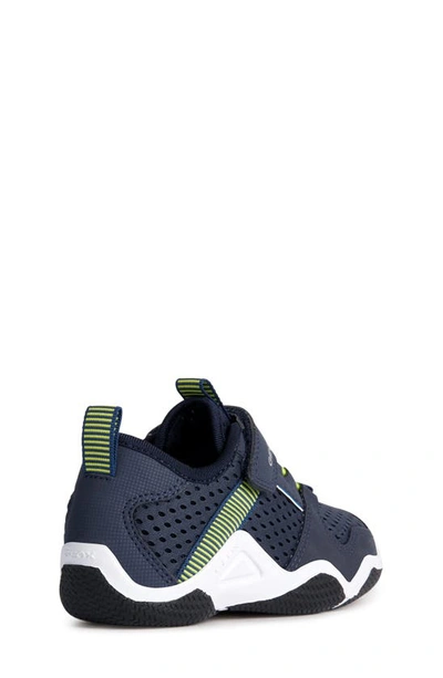 Shop Geox Kids' Wader Sneaker In Navy/ Lime