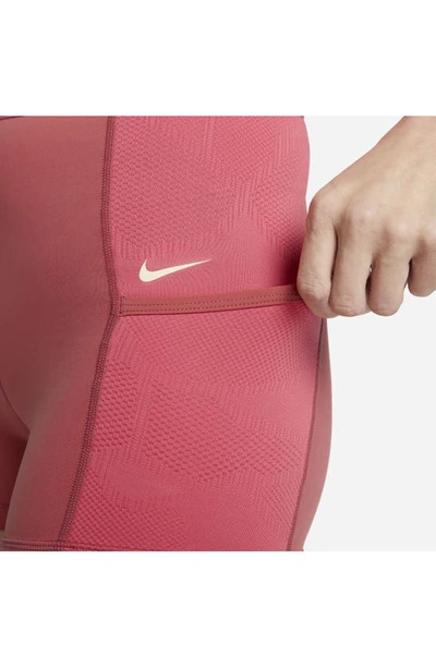 Shop Nike Pro Dri-fit Shorts In Adobe/ Sea Coral