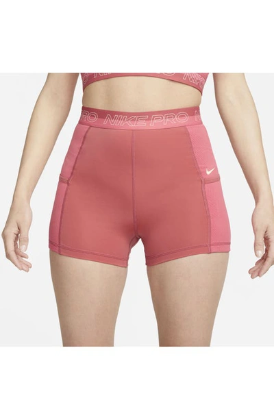 Shop Nike Pro Dri-fit Shorts In Adobe/ Sea Coral