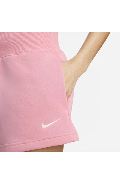 Shop Nike Phoenix Fleece Knit Shorts In Coral Chalk/ Sail