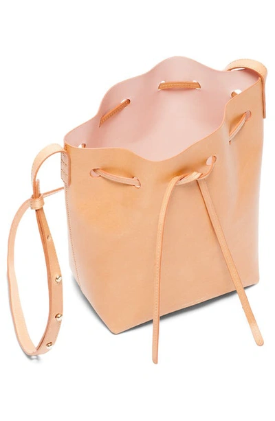 Shop Mansur Gavriel Mini Mini Leather Bucket Bag In Cammello/ Rosa