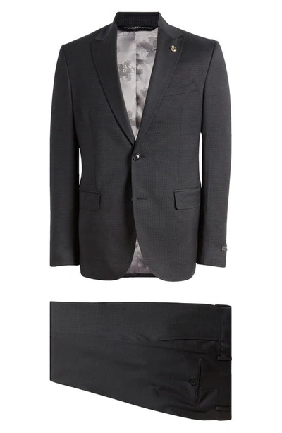 Shop Ted Baker Robbie Extra Slim Fit Check Wool Suit In Black