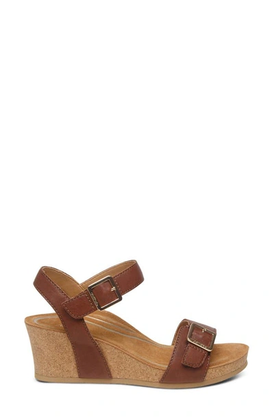 Shop Aetrex Lexa Wedge Sandal In Walnut