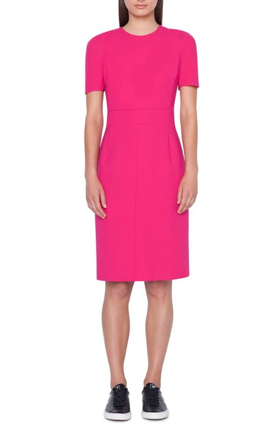 Shop Akris Zip Waist Double Face Wool Blend Dress In Pink