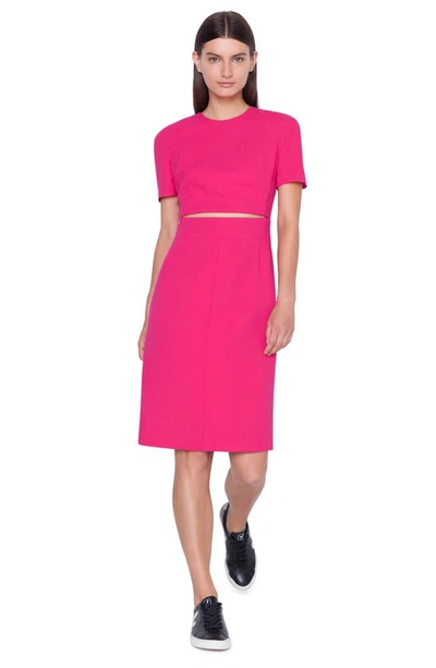 Shop Akris Zip Waist Double Face Wool Blend Dress In Pink