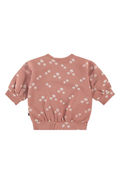 Babyface Shell Print Stretch Cotton Short Sleeve Sweatshirt In Redwood
