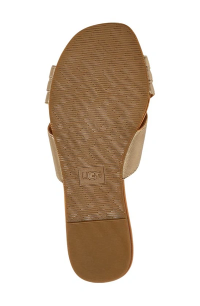 Shop Ugg Kenliegh Slide Sandal In Gold Metallic Leather