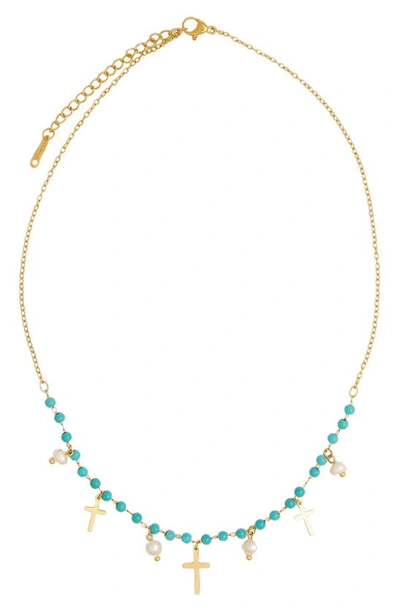 Shop Petit Moments Farrah Frontal Necklace In Blue