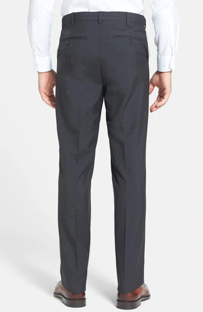 Berle Self Sizer Waist Plain Weave Flat Front Washable Trousers In Charcoal