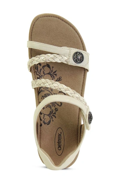 Shop Aetrex Jillian Braided Leather Strap Sandal In Ivory