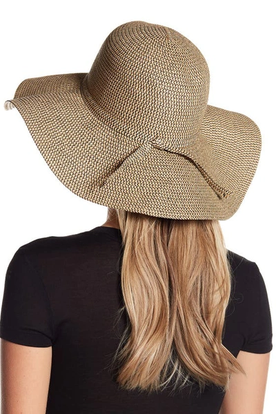Shop David & Young Floppy Woven Hat In Black/natural