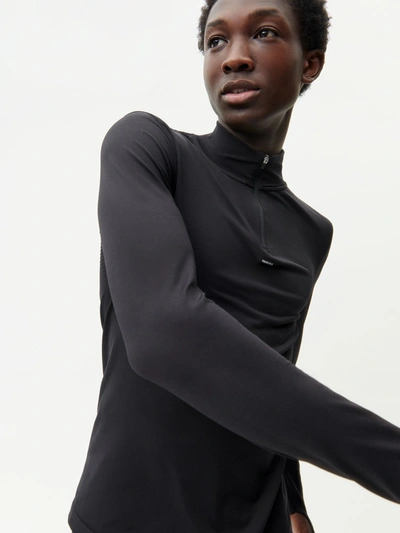 Pangaia Men's Plant-stretch Long Sleeve Half-zip Top — Black In Black