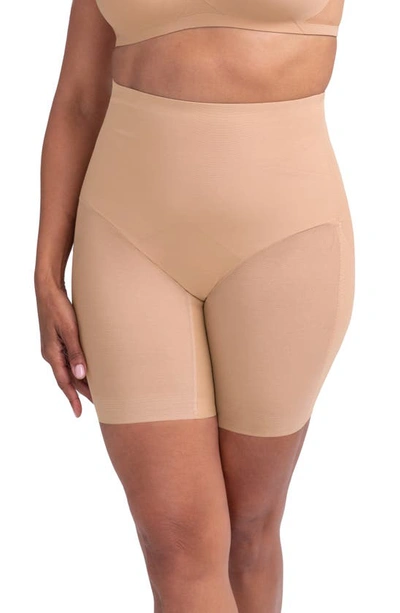 Shop Honeylove Superpower Mid Waist Shaper Shorts In Sand