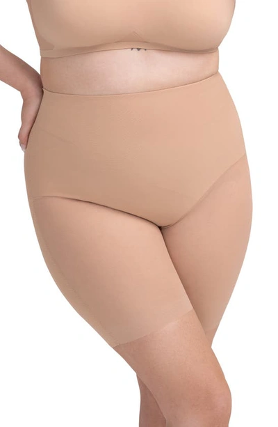 Shop Honeylove Superpower Mid Waist Shaper Shorts In Sand