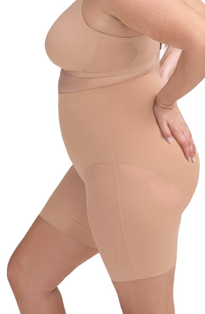 Honeylove Firm Control High-waist Superpower Mid-thigh Shaper In Sand