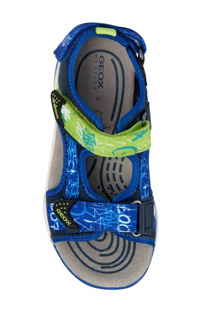 Shop Geox Kids' Borealis Water Resistant Sandal In Navy/ Lime