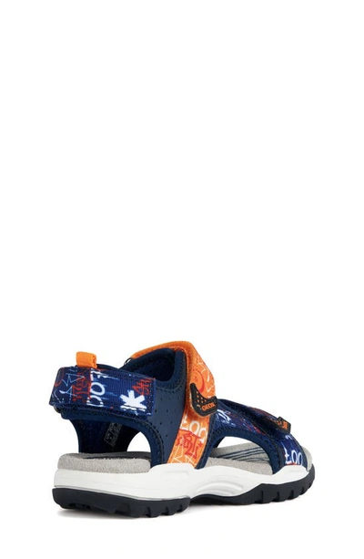 Shop Geox Kids' Borealis Water Resistant Sandal In Navy/ Orange