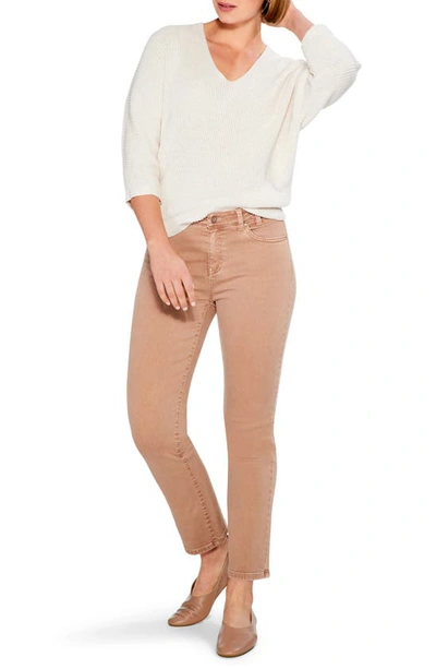 Nic + Zoe Color Mid Rise Ankle Straight Leg Jeans In Mochachino