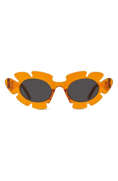 Shop Loewe X Paula's Ibiza Flower 47mm Small Cat Eye Sunglasses In Shiny Orange / Smoke