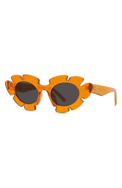 Shop Loewe X Paula's Ibiza Flower 47mm Small Cat Eye Sunglasses In Shiny Orange / Smoke