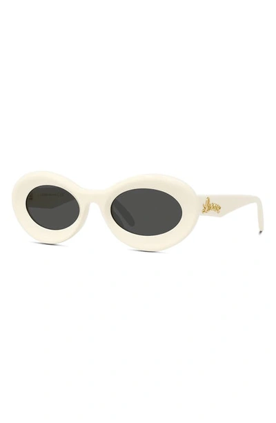 Shop Loewe X Paula's Ibiza Small 50mm Oval Sunglasses In Ivory / Smoke