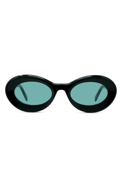 Shop Loewe X Paula's Ibiza Small 50mm Oval Sunglasses In Shiny Black / Blue