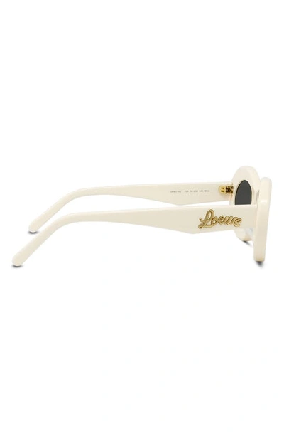 Shop Loewe X Paula's Ibiza Small 50mm Oval Sunglasses In Ivory / Smoke