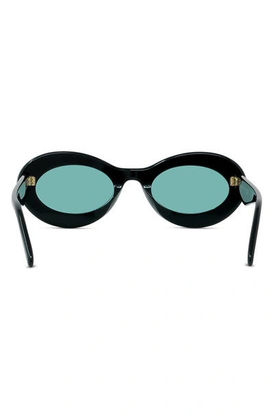 Shop Loewe X Paula's Ibiza Small 50mm Oval Sunglasses In Shiny Black / Blue