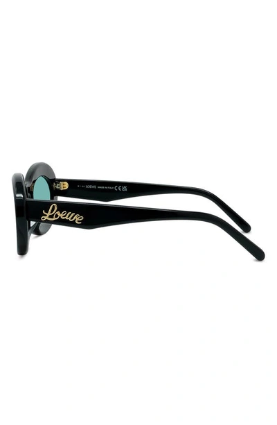 Shop Loewe X Paula's Ibiza Small 50mm Oval Sunglasses In Shiny Black / Blue