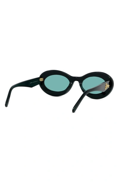 Shop Loewe X Paula's Ibiza Small 50mm Oval Sunglasses In Shiny Black / Blue