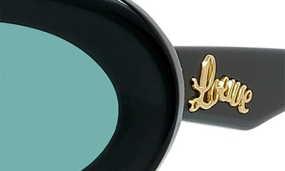 Shop Loewe X Paula's Ibiza Small 50mm Oval Sunglasses In Shiny Black / Blue
